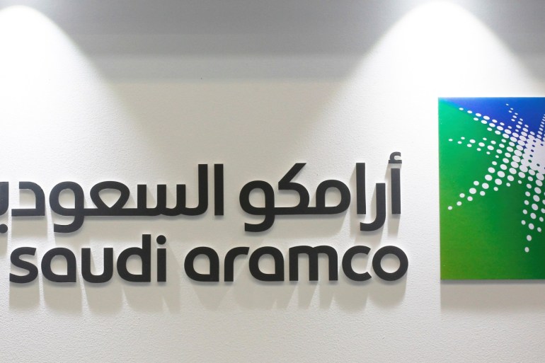 FILE PHOTO: Logo of Saudi Aramco is seen at the 20th Middle East Oil & Gas Show and Conference (MOES 2017) in Manama, Bahrain, March 7, 2017. REUTERS/Hamad I Mohammed/File Photo