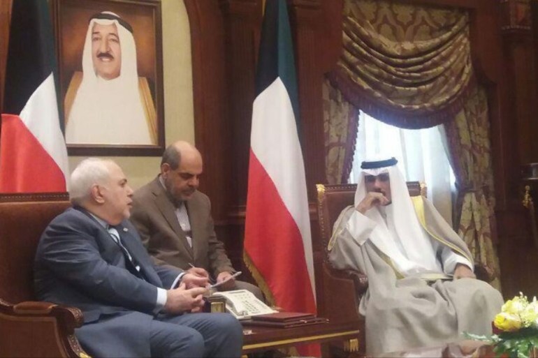 صورة نشرها حساب وزير خارجية ظريف في تويتر لاجتماع مع ولي العهد الكويتي
