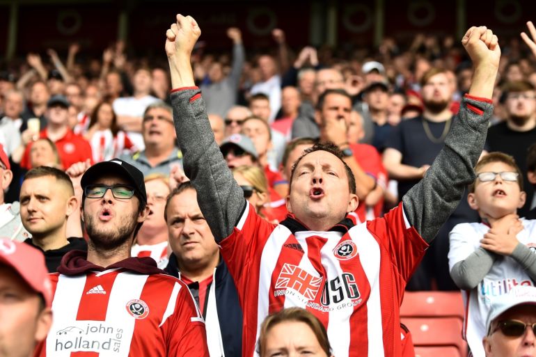 SHEFFIELD, ENGLAND - SEPTEMBER 14: Sheffield United fans show their support during the Premier League match between Sheffield United and Southampton FC at Bramall Lane on September 14, 2019 in Sheffield, United Kingdom. (Photo by Nathan Stirk/Getty Images)