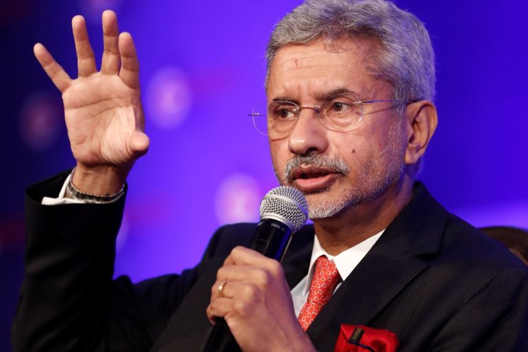 India's Foreign Minister Subrahmanyam Jaishankar gestures as he speaks at 'The Growth Net' summit in New Delhi, India June 6, 2019. REUTERS/Adnan Abidi