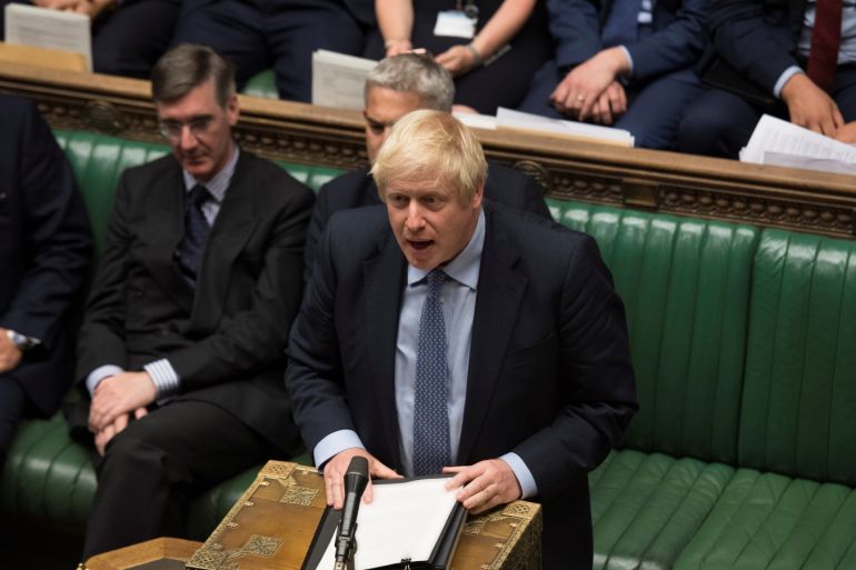 Britain's Prime Minister Boris Johnson speaks during debate in the House of Commons in London, Britain September 4, 2019. ©UK Parliament/Jessica Taylor/Handout via REUTERS ATTENTION EDITORS - THIS IMAGE WAS PROVIDED BY A THIRD PARTY