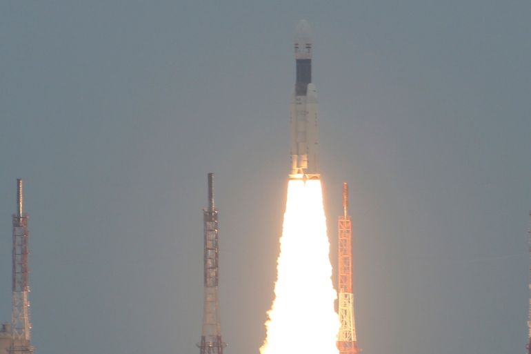 India's Geosynchronous Satellite Launch Vehicle Mk III-M1 blasts off carrying Chandrayaan-2, from the Satish Dhawan Space Centre at Sriharikota, India, July 22, 2019. REUTERS/P. Ravikumar