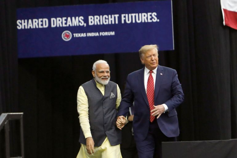 U.S. President Donald Trump and Indian Prime Minister Narendra Modi during a