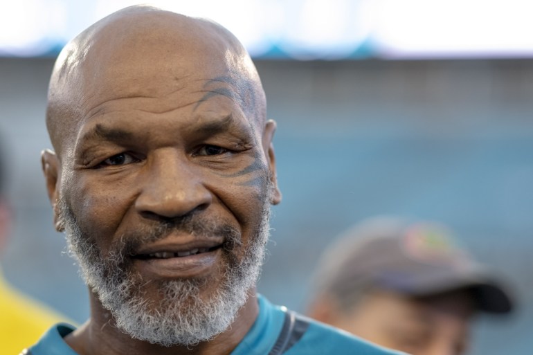 Sep 19, 2019; Jacksonville, FL, USA; Ex Heavyweight fighter Mike Tyson looks on prior to the game between the Jacksonville Jaguars and the Tennessee Titans at TIAA Bank Field. Mandatory Credit: Douglas DeFelice-USA TODAY Sports