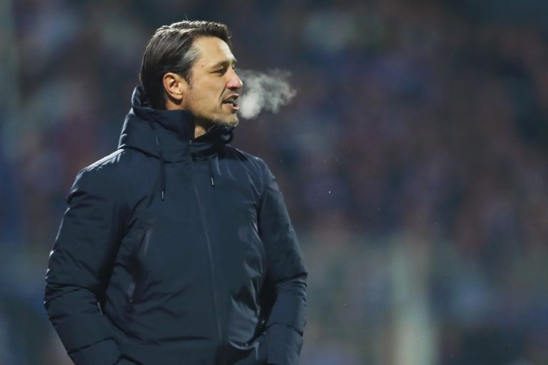 BOCHUM, GERMANY - OCTOBER 29: Niko Kovac, Head Coach of FC Baern Munich gives his team instructions during the DFB Cup second round match between VfL Bochum and Bayern Muenchen at Vonovia Ruhrstadion on October 29, 2019 in Bochum, Germany. (Photo by Lars Baron/Bongarts/Getty Images)