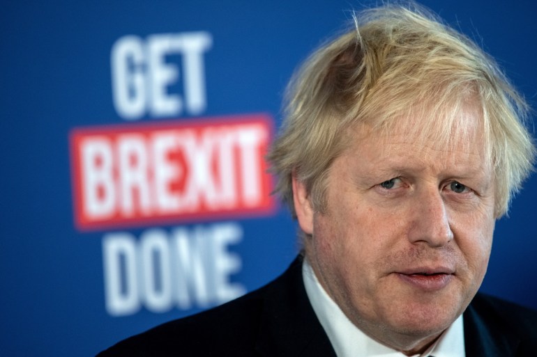 LONDON, ENGLAND - NOVEMBER 29: British Prime Minister Boris Johnson speaks at a press conference alongside cabinet minister Michael Gove and former Labour Party MP Gisela Stuart on November 29, 2019 in London, England. Mr Johnson talked about his party's plans to solve the impasse on Brexit and answered questions from journalists on a number of issues. (Photo by Chris J Ratcliffe/Getty Images)