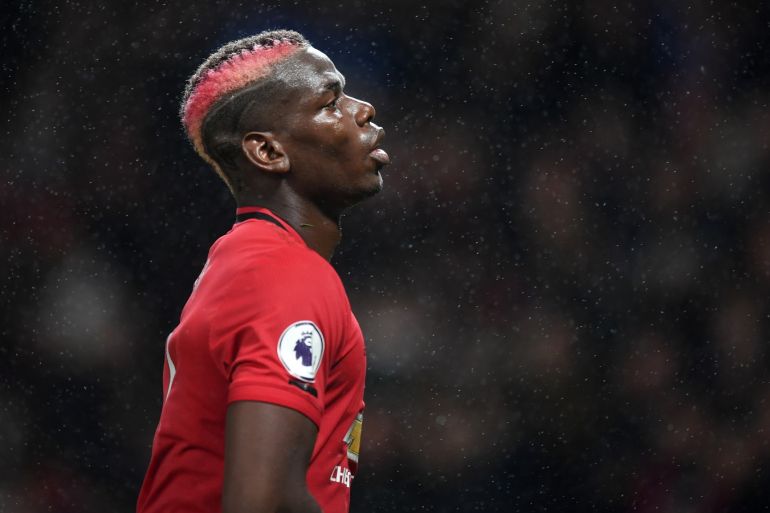 MANCHESTER, ENGLAND - SEPTEMBER 30: Paul Pogba of Manchester United looks on during the Premier League match between Manchester United and Arsenal FC at Old Trafford on September 30, 2019 in Manchester, United Kingdom. (Photo by Michael Regan/Getty Images)