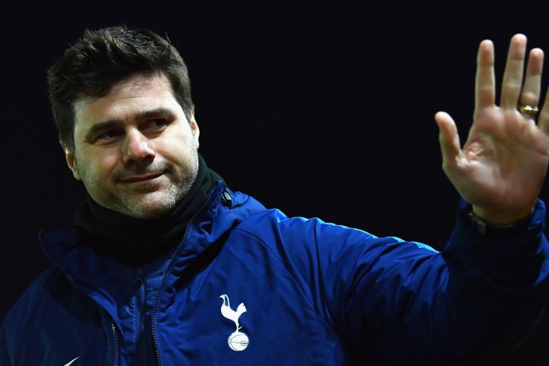 NEWPORT, WALES - JANUARY 27: Mauricio Pochettino, Manager of Tottenham Hotspur waves prior to The Emirates FA Cup Fourth Round match between Newport County and Tottenham Hotspur at Rodney Parade on January 27, 2018 in Newport, Wales. (Photo by Dan Mullan/Getty Images)