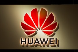 BARCELONA, SPAIN - FEBRUARY 26: A logo sits illumintated outside the Huawei booth on day 2 of the GSMA Mobile World Congress 2019 on February 26, 2019 in Barcelona, Spain. The annual Mobile World Congress hosts some of the world's largest communications companies, with many unveiling their latest phones and wearables gadgets like foldable screens and the introduction of the 5G wireless networks. (Photo by David Ramos/Getty Images)