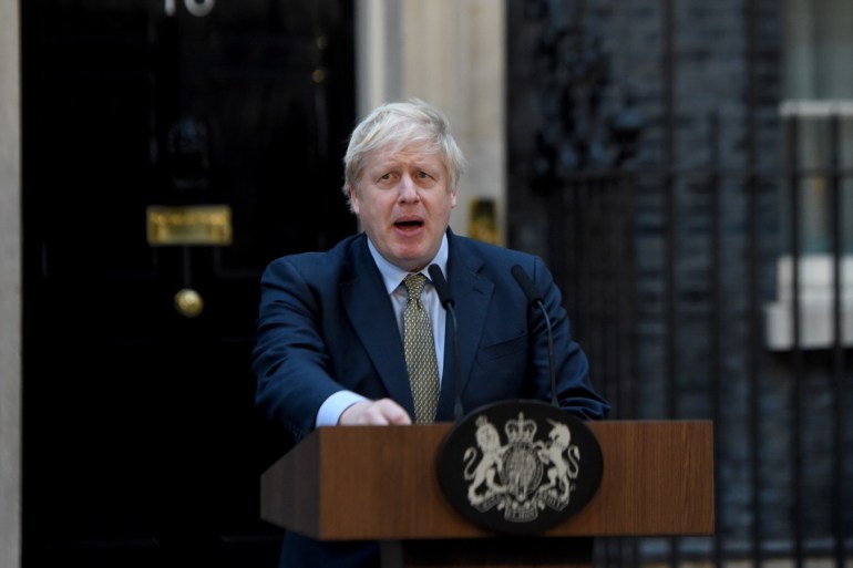 Britain's PM Boris Johnson - - LONDON, UNITED KINGDOM - DECEMBER 13: British Prime Minister Boris Johnson makes a speech outside No 10 Downing Street following a meeting with Queen Elizabeth II to form a government, in London, United Kingdom on December 13, 2019.