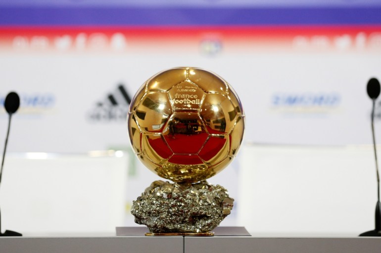 Soccer Football - Ada Hegerberg Press Conference - Groupama OL Training Center, Lyon, France - December 4, 2018 General view of the Ballon d'Or trophy before the press conference REUTERS/Emmanuel Foudrot