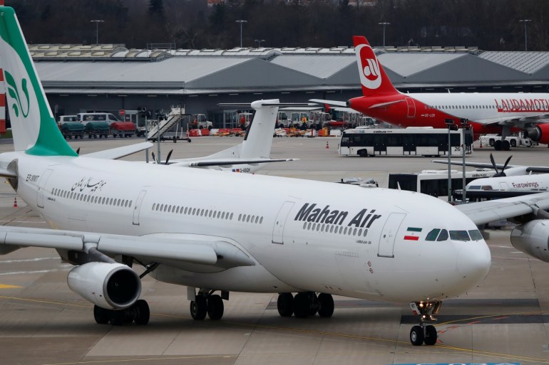 An Airbus A340-300 of Iranian airline Mahan Air taxis at Duesseldorf airport DUS, Germany January 16, 2019. Picture taken January 16, 2019. REUTERS/Wolfgang Rattay