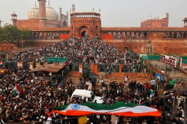 Demonstrators attend a protest against a new citizenship law, after Friday prayers at Jama Masjid in the old quarters of Delhi, India, December 20, 2019. REUTERS/Danish Siddiqui