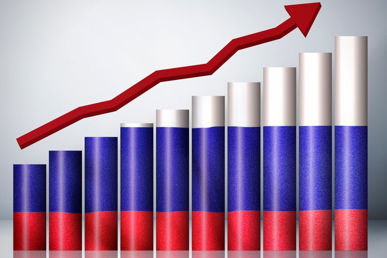 Rising graph about Russia Stock Photo