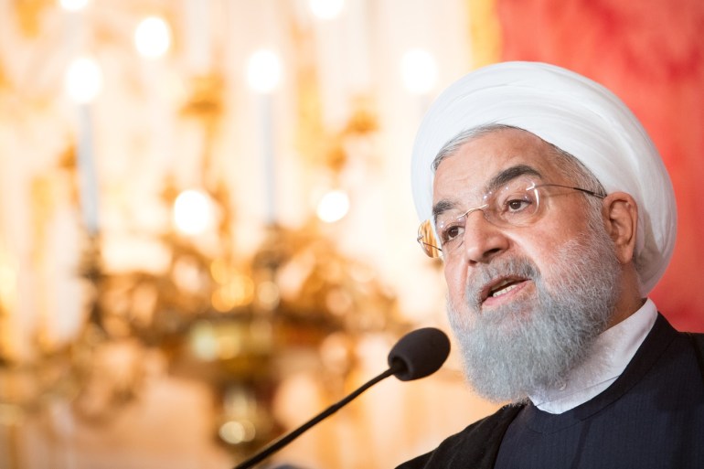 VIENNA, AUSTRIA - JULY 04: Austrian President Alexander van der Bellen (not pictured) and Iranian President Hassan Rouhani give a joint press statement at Hofburg Palace on July 4, 2018 in Vienna, Austria. Rouhani is on a one-day visit to Austria, during which he is meeting with President van der Bellen and Chancellor Kurz and will attend an event at the Austrian Chamber of Commerce. (Photo by Michael Gruber/Getty Images)