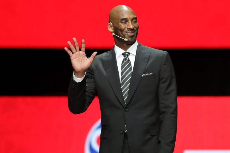 SHENZHEN, CHINA - MARCH 16: Kobe Bryant attend the FIBA Basketball World Cup 2019 Draw Ceremony at Shenzhen Bay Arena on March 16, 2019 in Shenzhen, China. (Photo by Lintao Zhang/Getty Images)