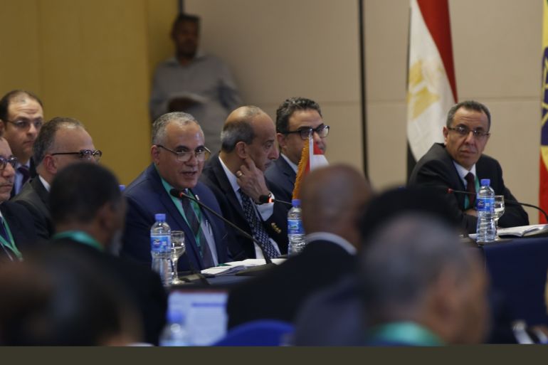 Egypt, Sudan and Ethiopia representatives meet for Hidase Dam- - ADDIS ABABA, ETHIOPIA - JANUARY 08: Representatives of Egypt, Sudan and Ethiopia meet to negotiate on the filling and operation of the Great Ethiopian Renaissance Dam (GERD) project in Addis Ababa, Ethiopia on January 08, 2020.