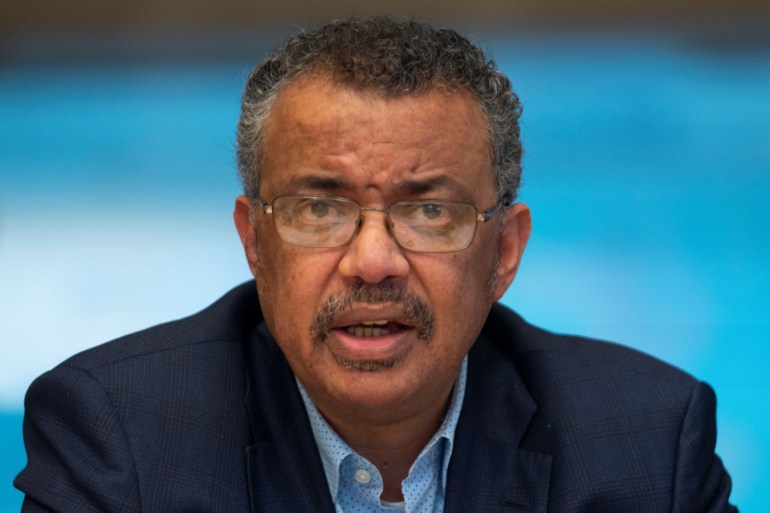 Director-General of WHO Tedros Adhanom Ghebreyesus speaks during a news conference following the second meeting of the International Health Regulations (IHR) Emergency Committee for Pneumonia due to the Novel Coronavirus 2019-nCoV in Geneva, Switzerland January 23, 2020. Christopher Black/WHO/Handout via REUTERS ATTENTION EDITORS - THIS IMAGE WAS PROVIDED BY A THIRD PARTY