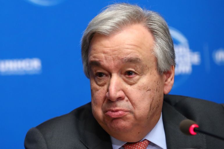 United Nations Secretary-General Antonio Guterres attends a news conference after the First Global Refugee Forum in Geneva, Switzerland December 17, 2019. REUTERS/Denis Balibouse