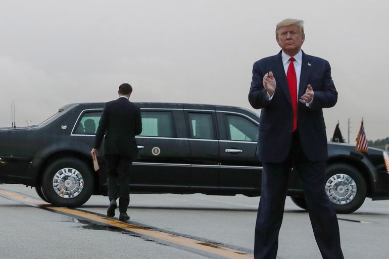 U.S. President Donald Trump arrives at Miami International Airport in Miami, Florida, U.S. January 23, 2020. REUTERS/Leah Millis
