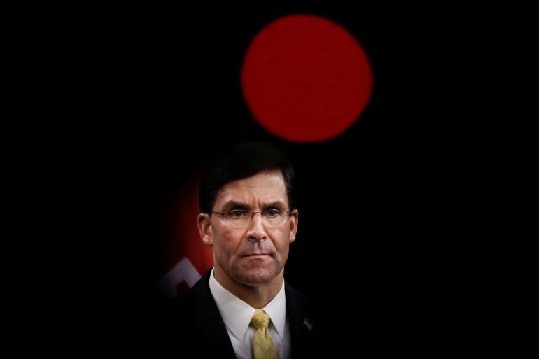 U.S. Defense Secretary Mark Esper looks on during a joint news conference with Britain's Secretary of State of Defence Ben Wallace after their meeting at Pentagon in Arlington, Virginia, U.S., March 5, 2020. REUTERS/Yuri Gripas