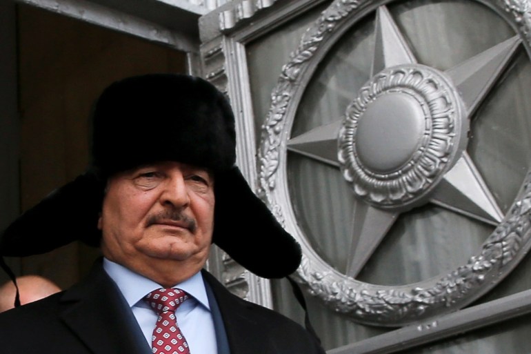 General Khalifa Haftar, commander in the Libyan National Army (LNA), leaves after a meeting with Russian Foreign Minister Sergei Lavrov in Moscow, Russia, November 29, 2016. REUTERS/Maxim Shemetov