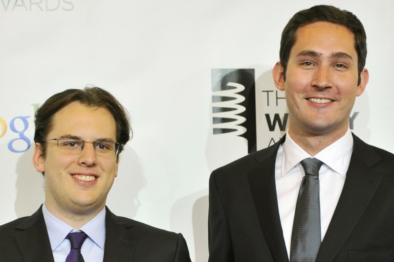 Instagram founders Mike Krieger (L) and Kevin Systrom attend the 16th annual Webby Awards in New York May, 21 2012. REUTERS/Stephen Chernin (UNITED STATES - Tags: SCIENCE TECHNOLOGY ENTERTAINMENT)