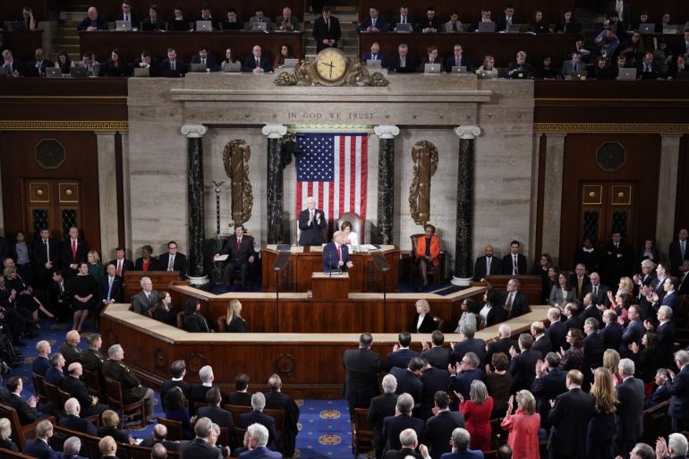 U.S. President Donald Trump delivers the State of the Union address to a joint session of the U.S. Congress in the House Chamber of the U.S. Capitol in Washington, U.S., February 4, 2020. REUTERS/Joshua Roberts