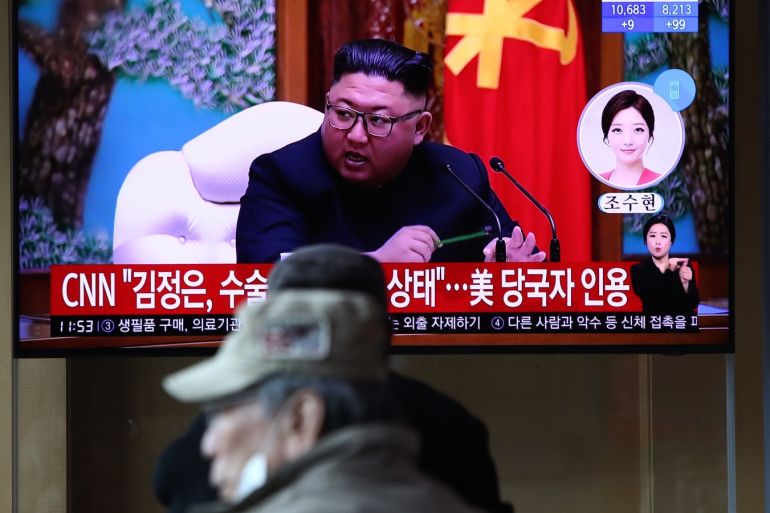 SEOUL, SOUTH KOREA - APRIL 21: People watch a television broadcast reporting on North Korean Kim Jong-un at the Seoul Railway Station on April 21, 2020 in Seoul, South Korea. South Korea has seen no unusual signs with regard to North Korean leader Kim Jong-un's health, a government source said Tuesday, after US media reported that Kim is