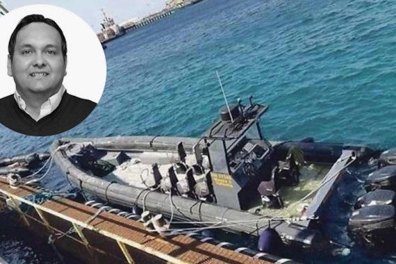 One of two military-grade vessels used in violation of international sanctions. Inset: Arms dealer James Fenech.من الصحافة المالطية