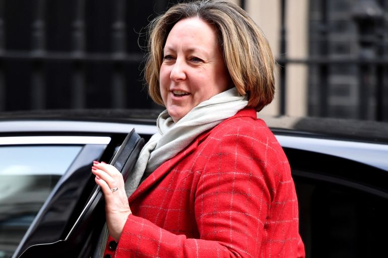 LONDON, ENGLAND - FEBRUARY 25: Secretary of State for International Development Anne-Marie Trevelyan arrives to attend a cabinet meeting at 10 Downing Street on February 25, 2020 in London, England. (Photo by Leon Neal/Getty Images)