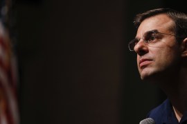 GRAND RAPIDS, MI - MAY 28: U.S. Rep. Justin Amash (R-MI) holds a Town Hall Meeting on May 28, 2019 in Grand Rapids, Michigan. Amash was the first Republican member of Congress to say that President Donald Trump engaged in impeachable conduct. Bill Pugliano/Getty Images/AFP== FOR NEWSPAPERS, INTERNET, TELCOS & TELEVISION USE ONLY ==