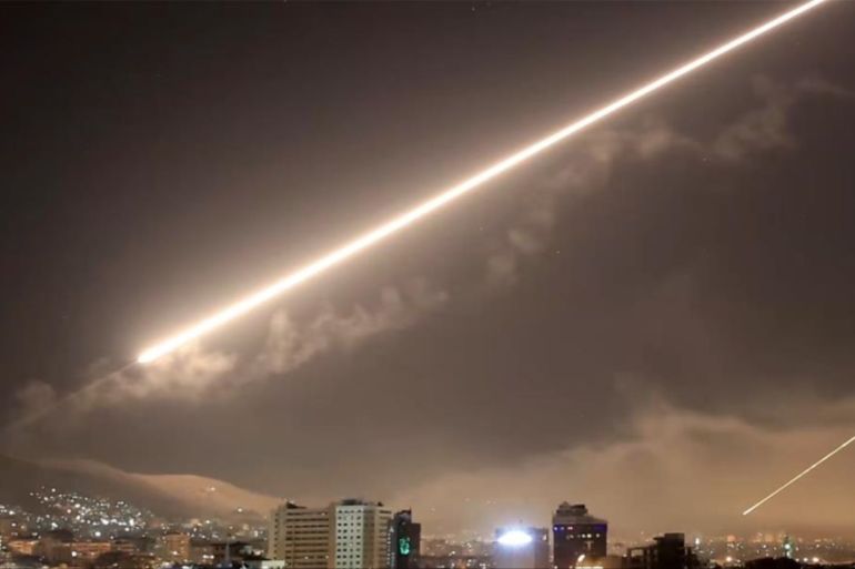 Anti-missile strikes launched by the Syrian regime's defenses to counter Israeli attacks that took place at the beginning of the month