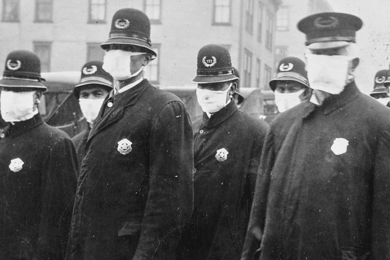 File:Spanish flu in 1918, Police officers in masks, Seattle Police Department detail, from- 165-WW-269B-25-police - wikimedia