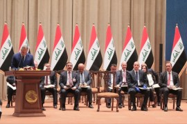Iraqi PM-designate Mustafa al-Kadhimi at the parliament for vote of confidence- - BAGHDAD, IRAQ - MAY 06: (----EDITORIAL USE ONLY – MANDATORY CREDIT -
