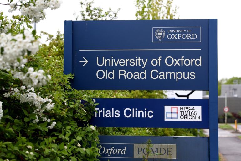 OXFORD, ENGLAND - APRIL 29: A general view of a sign outside of the University of Oxford Old Road Campus, which houses the Jenner Institute and is where the first human trials of a coronavirus vaccine developed by researchers at the University of Oxford is taking place in Oxford, England on April 29, 2020. British Prime Minister Boris Johnson, who returned to Downing Street this week after recovering from Covid-19, said the country needed to continue its lockdown measures to avoid a second spike in infections. (Photo by Getty Images)