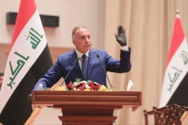 Iraqi PM-designate Mustafa al-Kadhimi at the parliament for vote of confidence- - BAGHDAD, IRAQ - MAY 06: (----EDITORIAL USE ONLY – MANDATORY CREDIT -