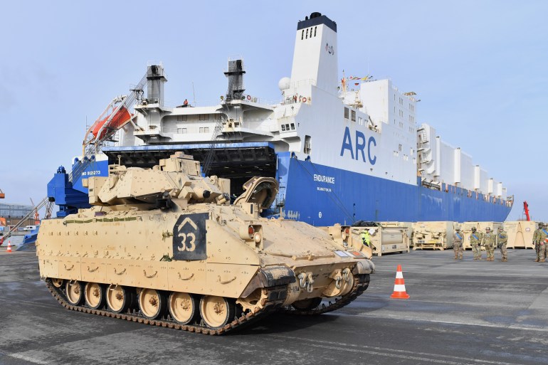 U.S. Troops Unload Heavy Equipment For Defender 2020 Exercises
