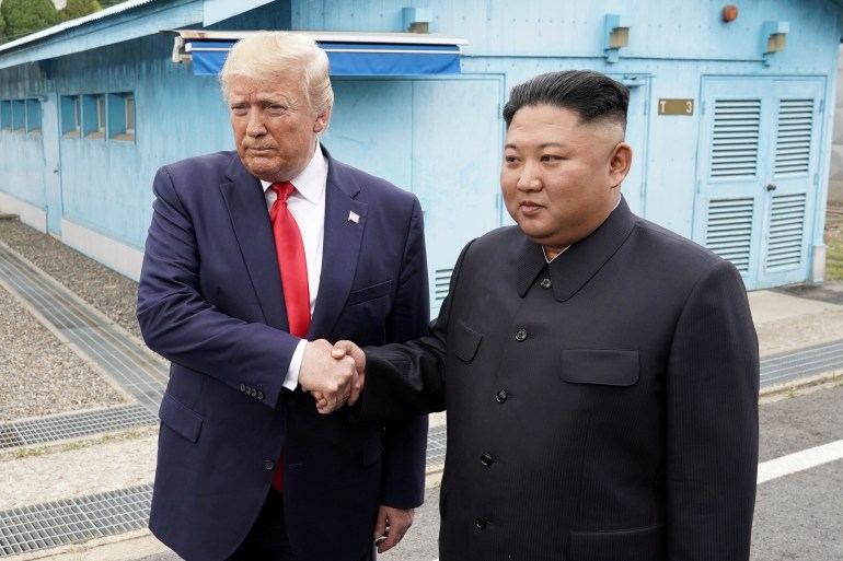 U.S. President Trump and North Korean leader Kim Jong Un meet at the Korean Demilitarized Zone