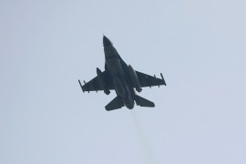 A Turkish F-16 fighter jet takes off from Incirlik airbase in the southern city of Adana, Turkey
