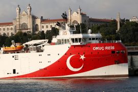 Turkish seismic research vessel Oruc Reis is seen in Istanbul