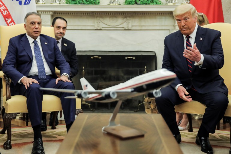 U.S. President Trump meets with Iraq's Prime Minister Mustafa al-Kadhimi at the White House in Washington
