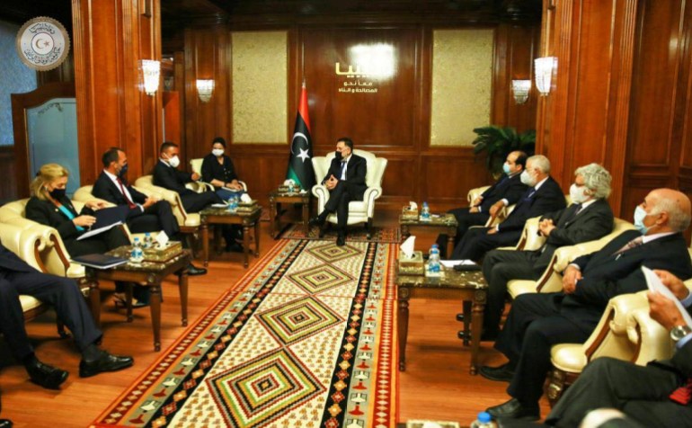 Libya's internationally recognised PM Fayez al-Sarraj meets with Italian FM Luigi Di Maio in Tripoli