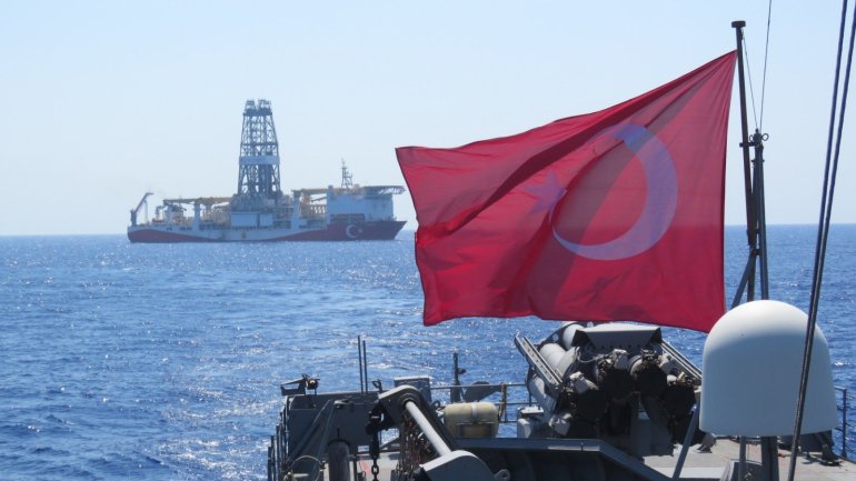 Turkish navy continue to guard and escort drilling and seismic research vessels
