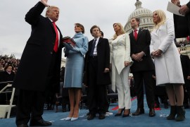 U.S. President Donald Trump takes the oath of office as the 45th president of the United States on the West front of the U.S. Capitol in Washington