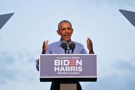 Former U.S. President Obama campaigns on behalf of Democratic presidential nominee Joe Biden in Philadelphia, Pennsylvania