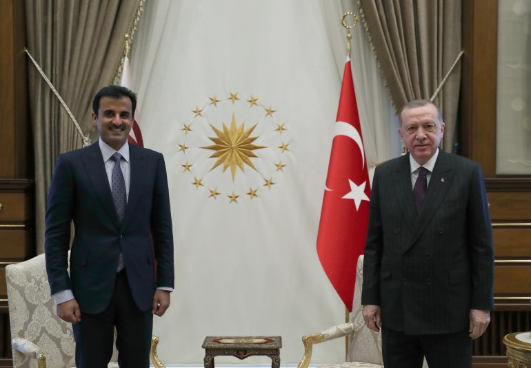 Turkish President Recep Tayyip Erdogan - Qatari Emir Sheikh Tamim bin Hamad al-Thani