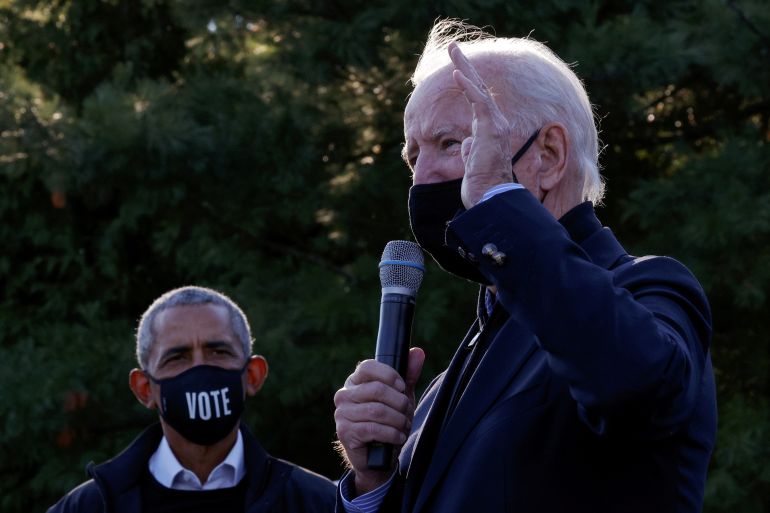 Democratic U.S. presidential nominee Joe Biden at a campaign canvas kickoff in Bloomfield Hills