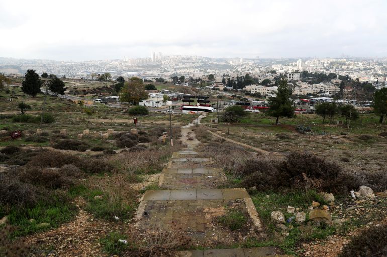 A general view picture shows part of "Givat Hamatos", an area near East Jerusalem
