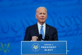 U.S. President-elect Joe Biden delivers a televised address to the nation in Wilmington